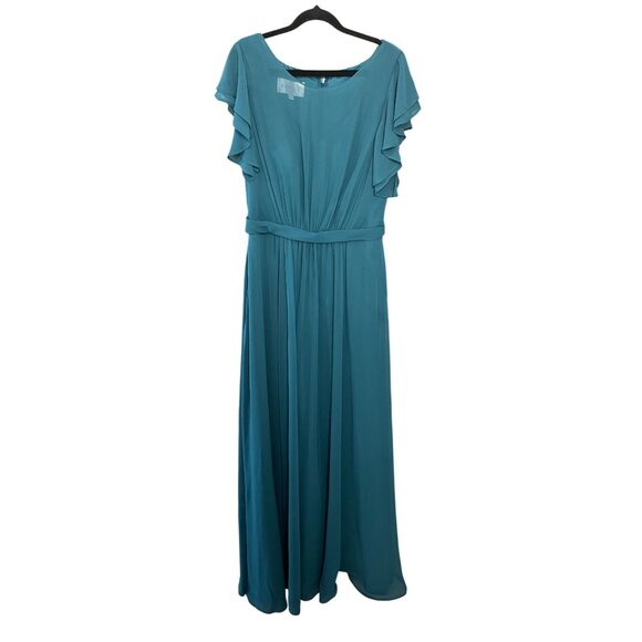 Azazie Daphne Bridesmaid Dress Peacock Teal Blue Green Maxi Gown NWT Size A12 - Picture 4 of 16